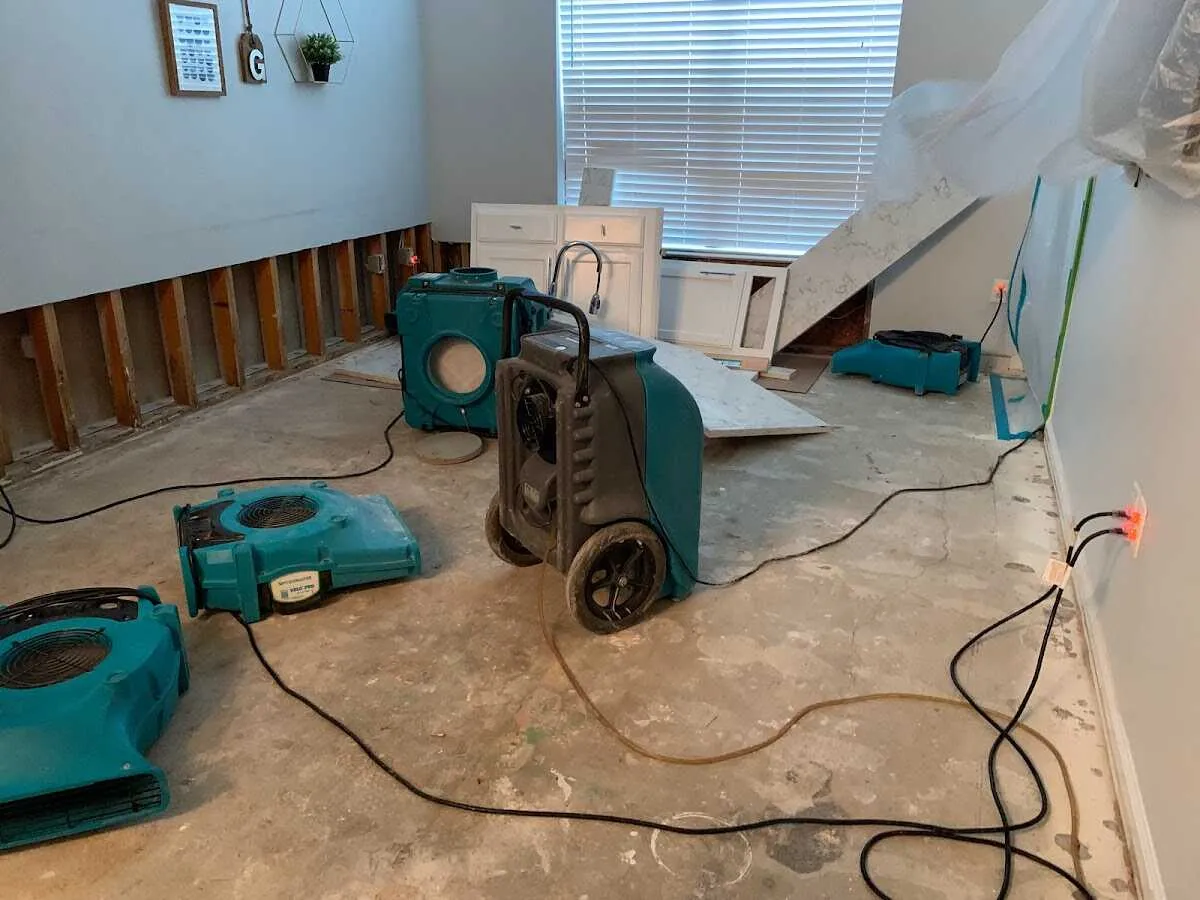 Dehumidifier in flood-cut room for Water Damage Restoration in Ligonier
